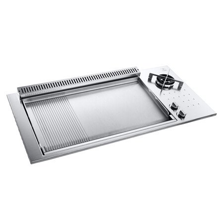 PLA.NET BBQ COMBI 80 P.INOX 2/3 LISCIA 1/3 RIGATA + F.DUAL DA INCASSO