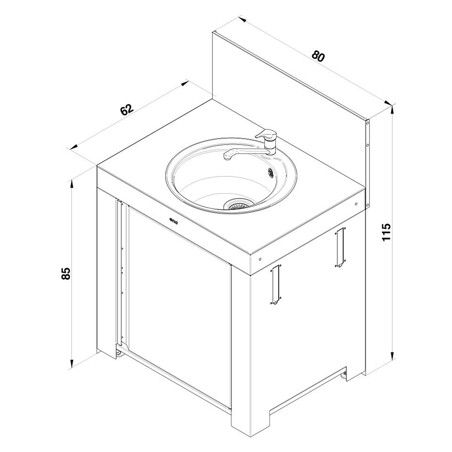 MODULO LAVELLO ACCIAIO INOX E NERO