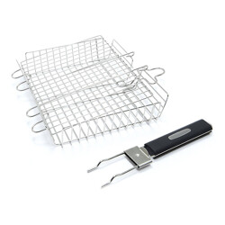 GriHero Piastra universale in acciaio inox, 30 x 40 cm, per barbecue a gas,  adatta per Weber, carbonella e la maggior parte delle griglie (30 x 40 cm)  : .it: Casa e cucina