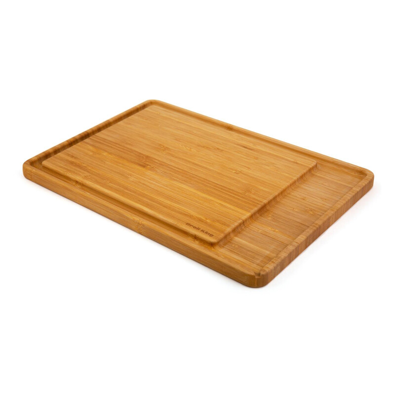 Grande tagliere in bamboo BAMBOO SHARP (marrone, bambù / acciaio inox /  plastica, 1318g) come gadget personalizzati su